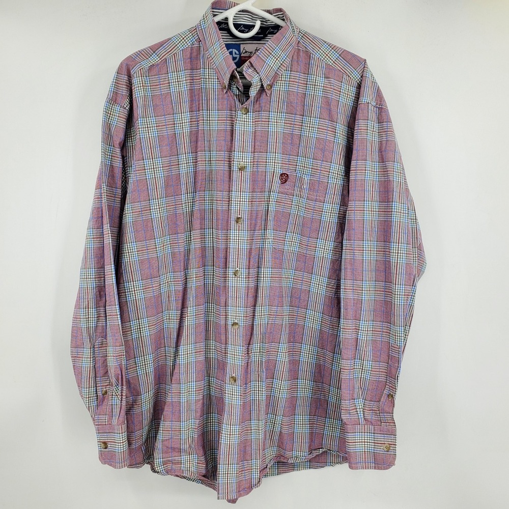 Wrangler Cowboy Cut Collection George Strait Plaid Button Down Western Shirt L